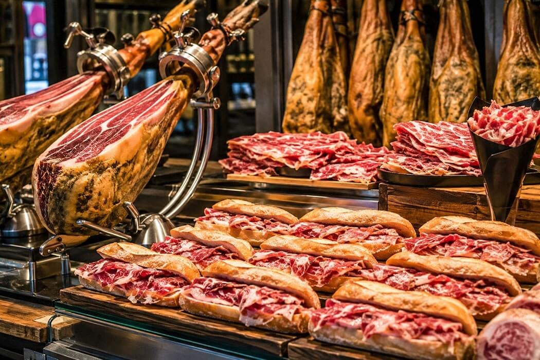 vente de jambon ibérique et de sandwichs